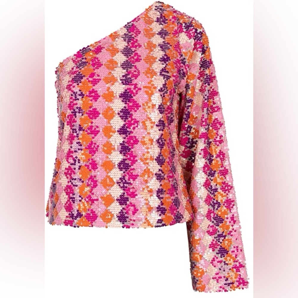 Lofty manner size S sequin colorful off-shoulder top 8-17